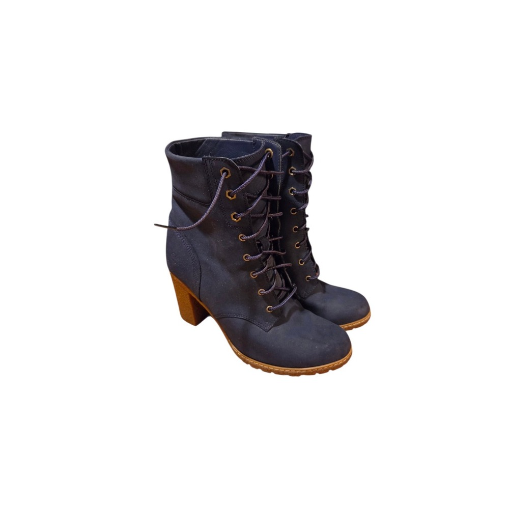 Timberland Earth keepers Glancy 6-Inch Combat Boots Navy Nubuck Women's Sz 9 EUC